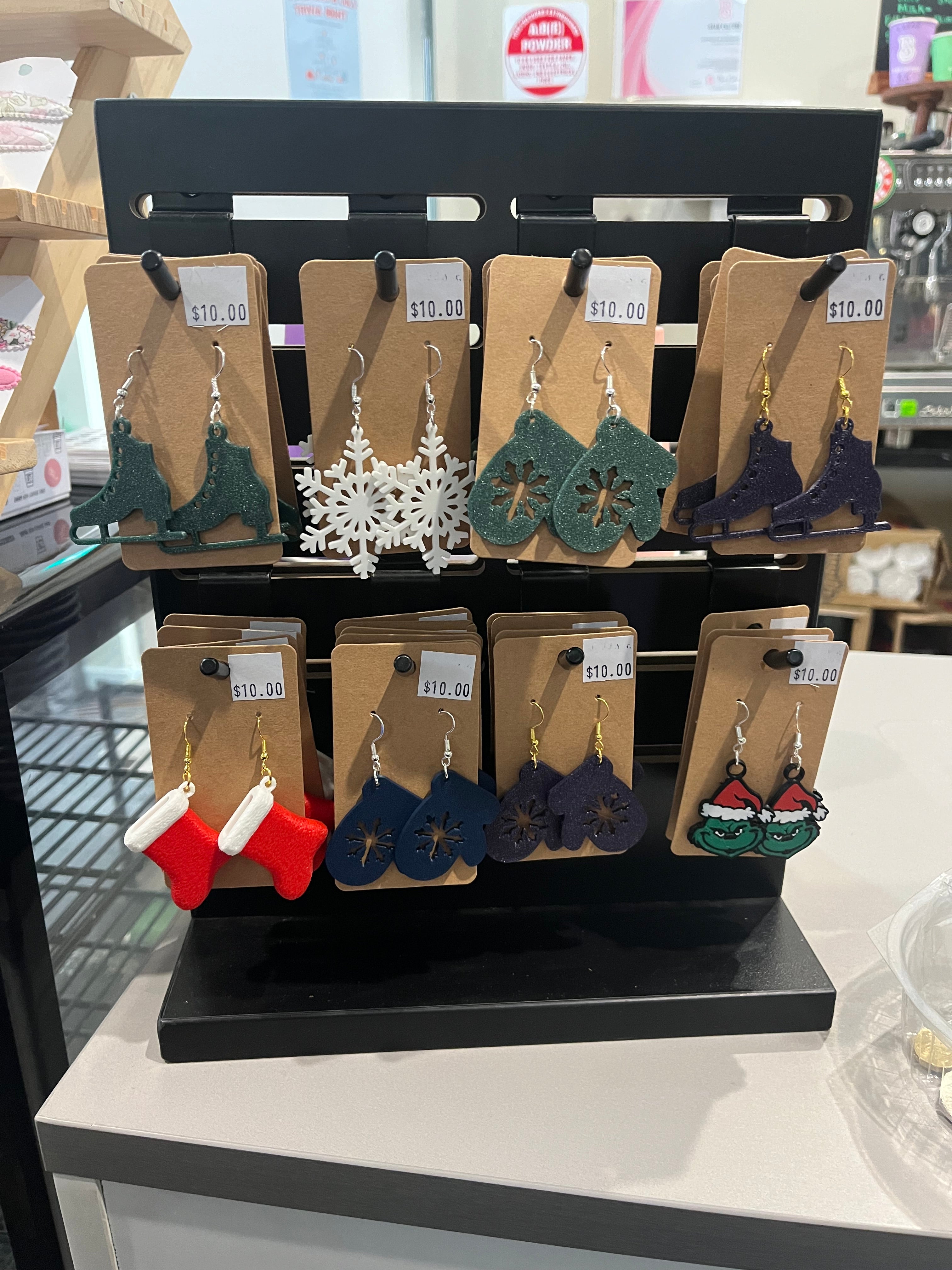 Blue Snowflake Christmas Earrings image 1