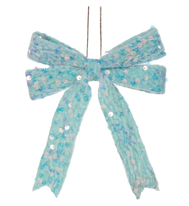 Blue Bow Sequin Hanging Decoration image 0