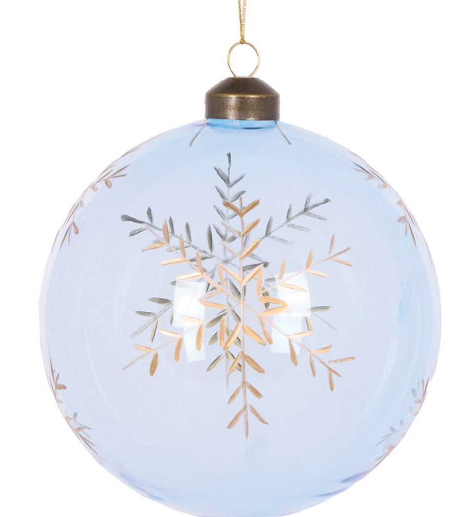 Blue etched snowflake bauble image 0