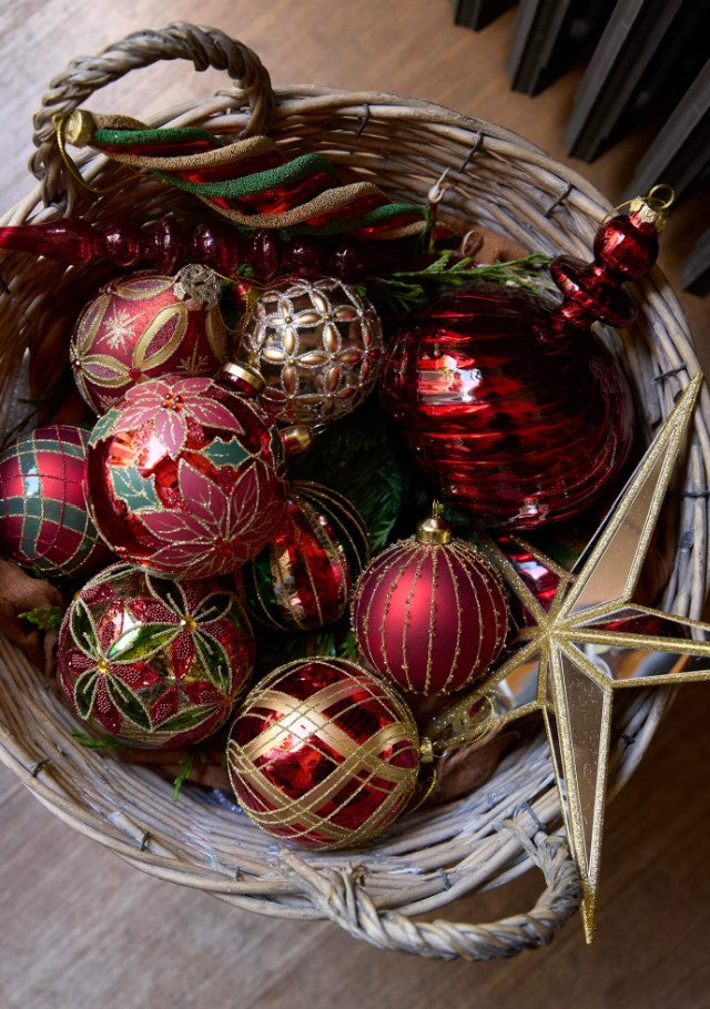 Red Green Gold Drop Bauble image 1