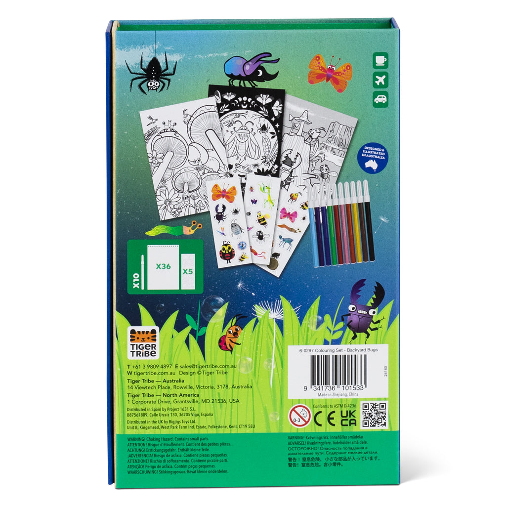 Backyard bugs colouring set