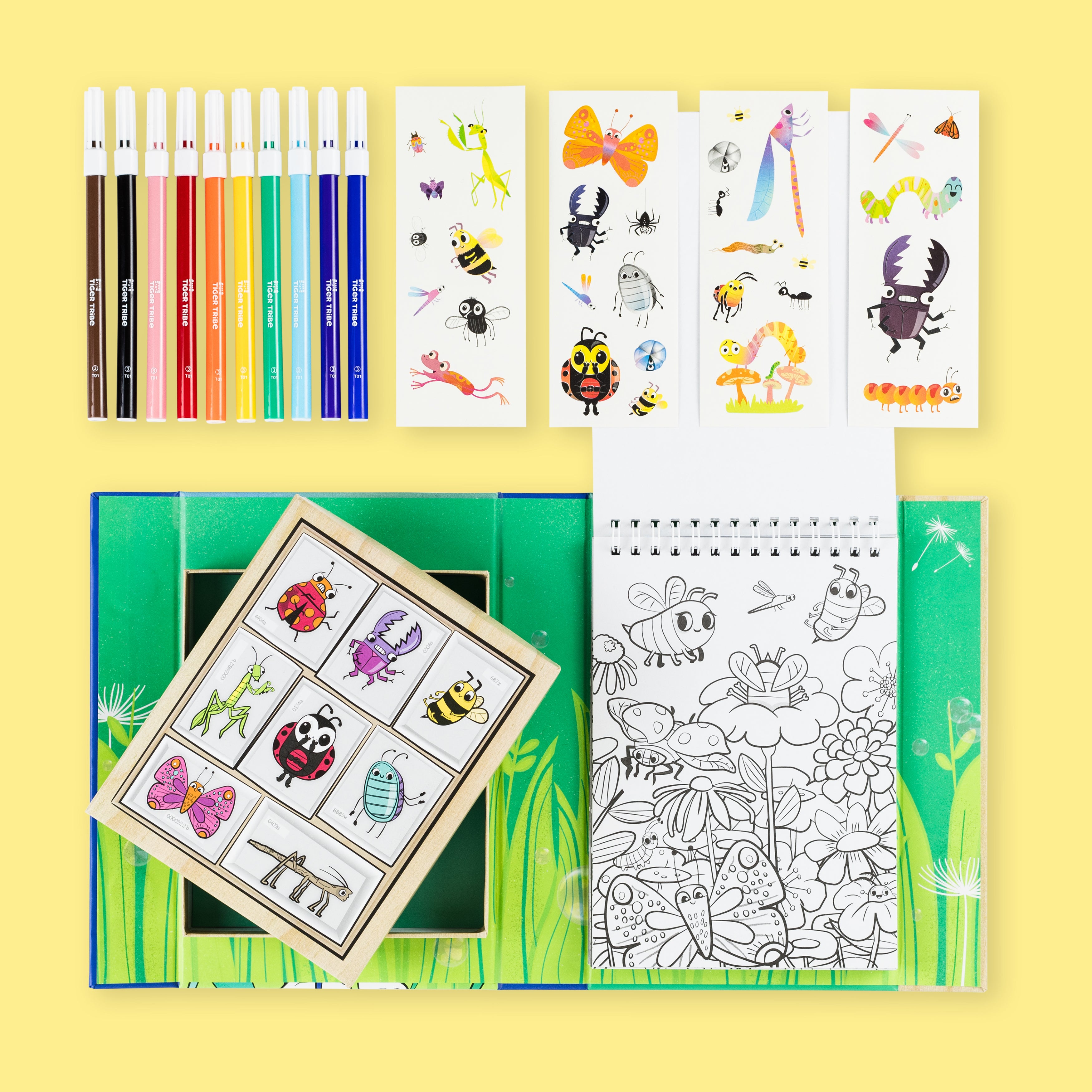 Backyard bugs colouring set