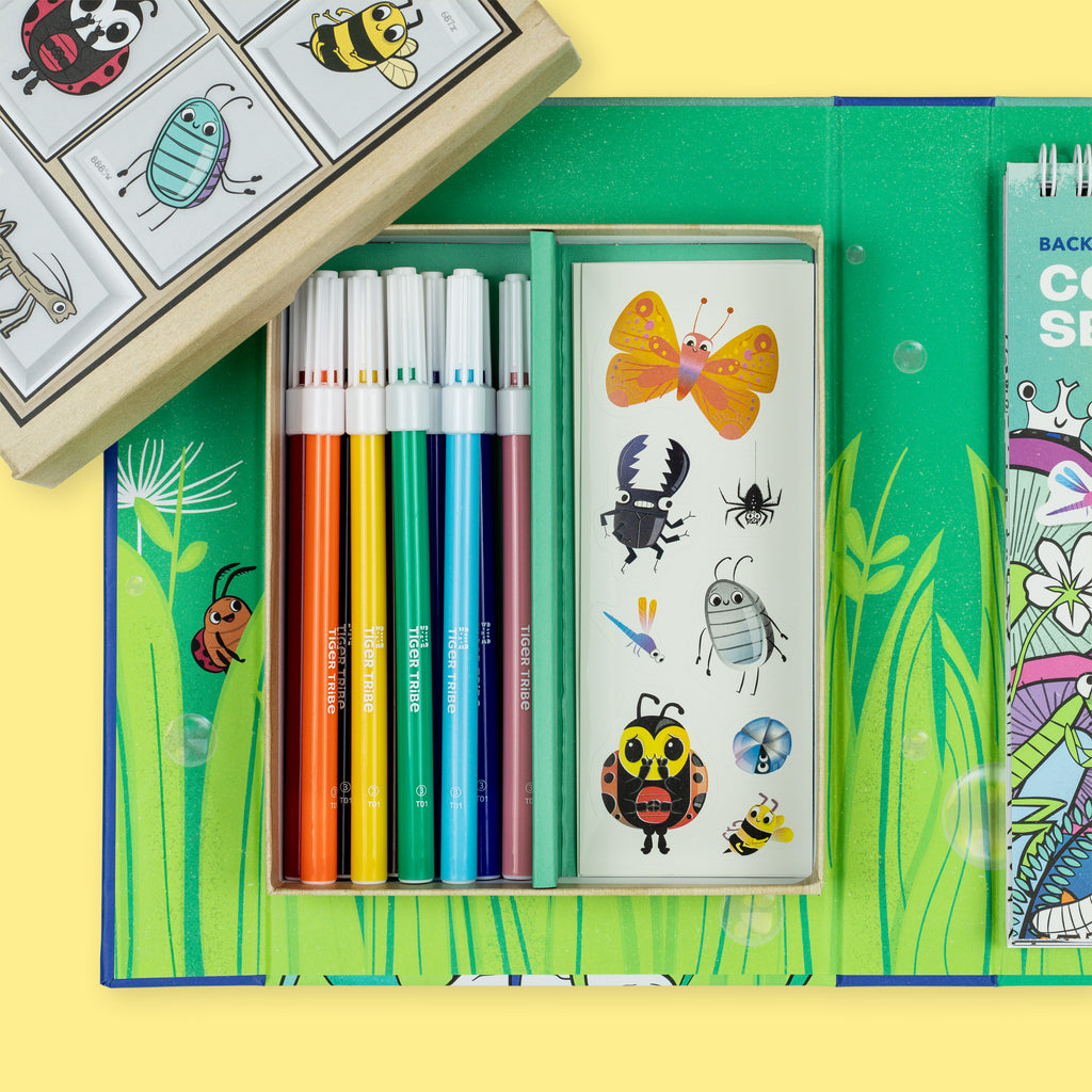 Backyard bugs colouring set