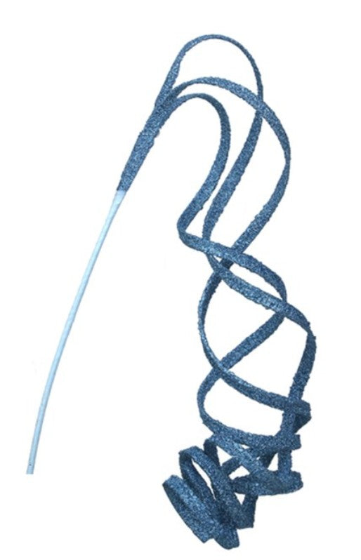 Arctic blue glitter swirl drop Christmas stem with an elegant cascading spiral design, ideal for decorating Christmas trees, wreaths and festive floral arrangements.