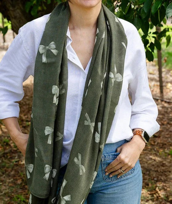 Olive Bow Scarf