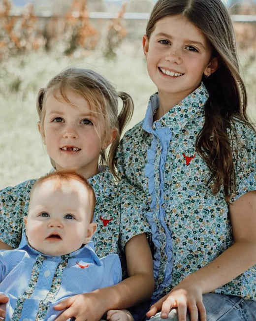 Soft Blue Floral Sleeve Blouse