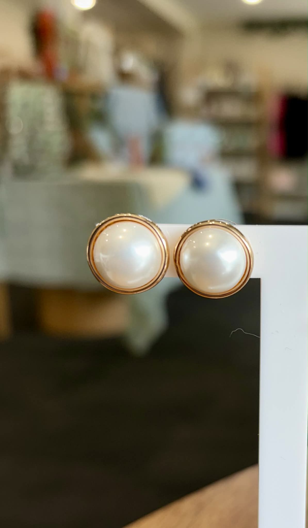 Gold Pearl Stud Earrings