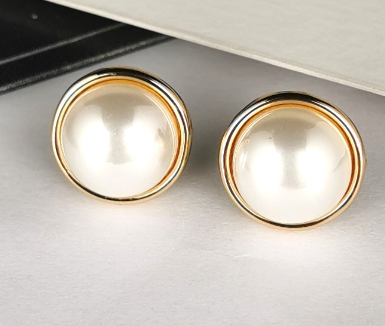 Gold Pearl Stud Earrings