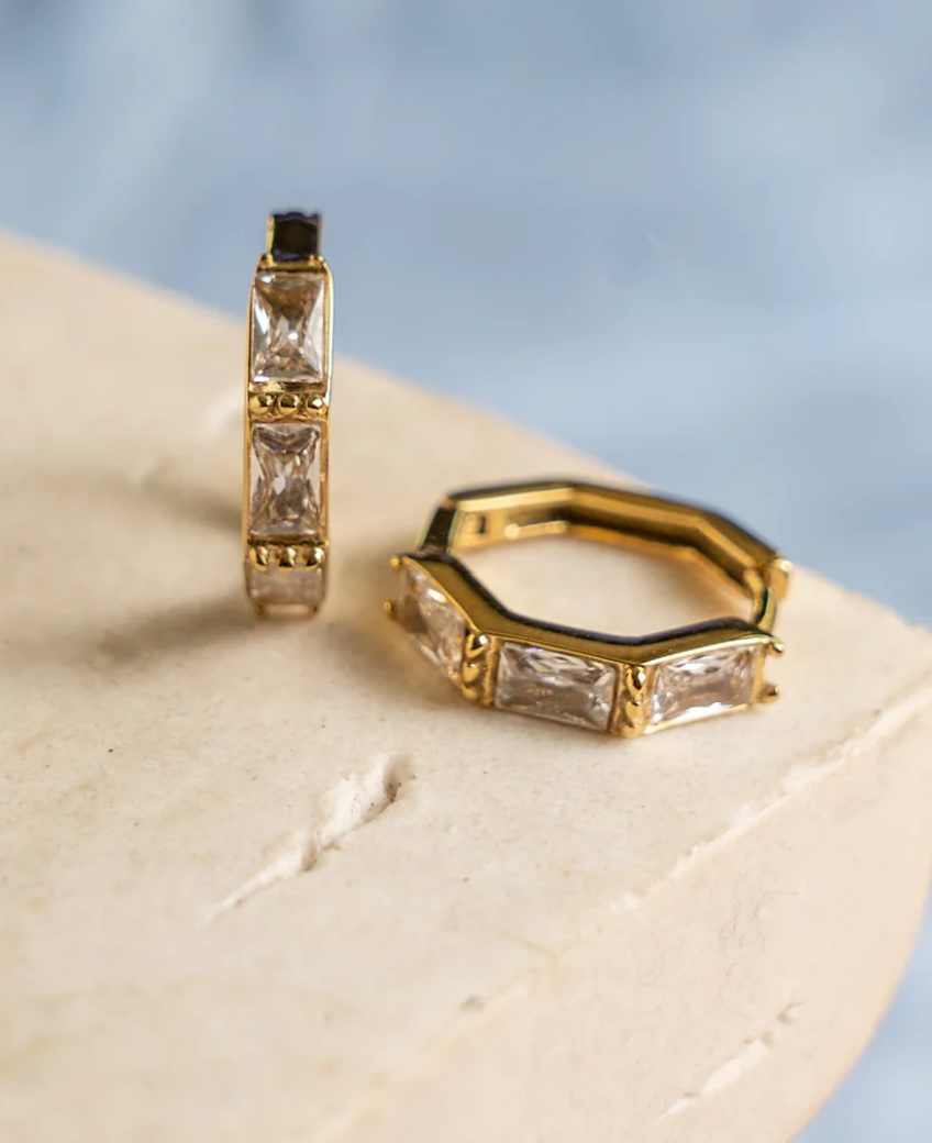 Zirconia Gold Earrings