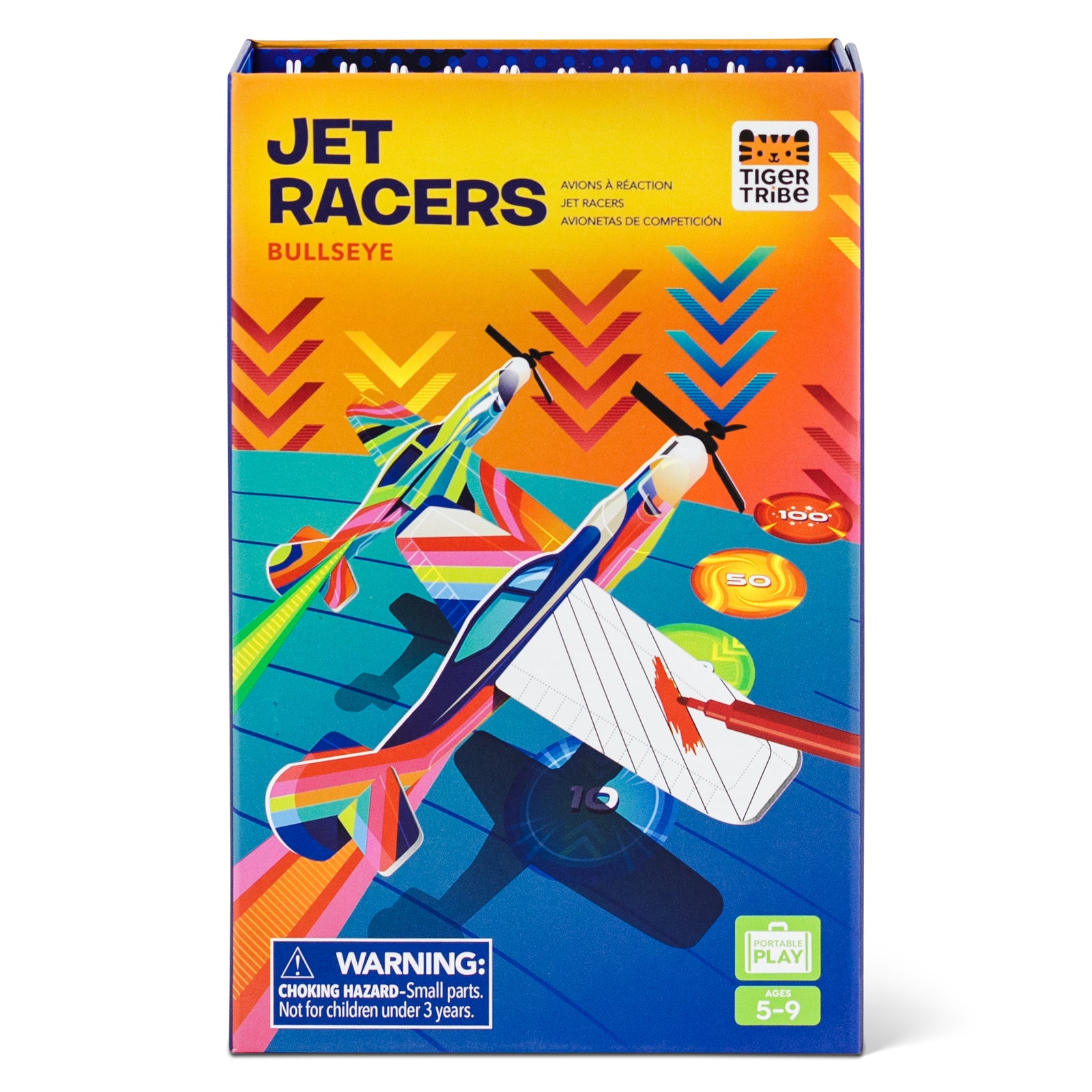 Tiger Tribe Jet Racers Bullseye kids game box with colourful aeroplane design, travel activity toy ages 5-9