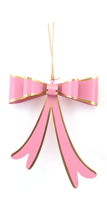 Pink metal bow tree ornament