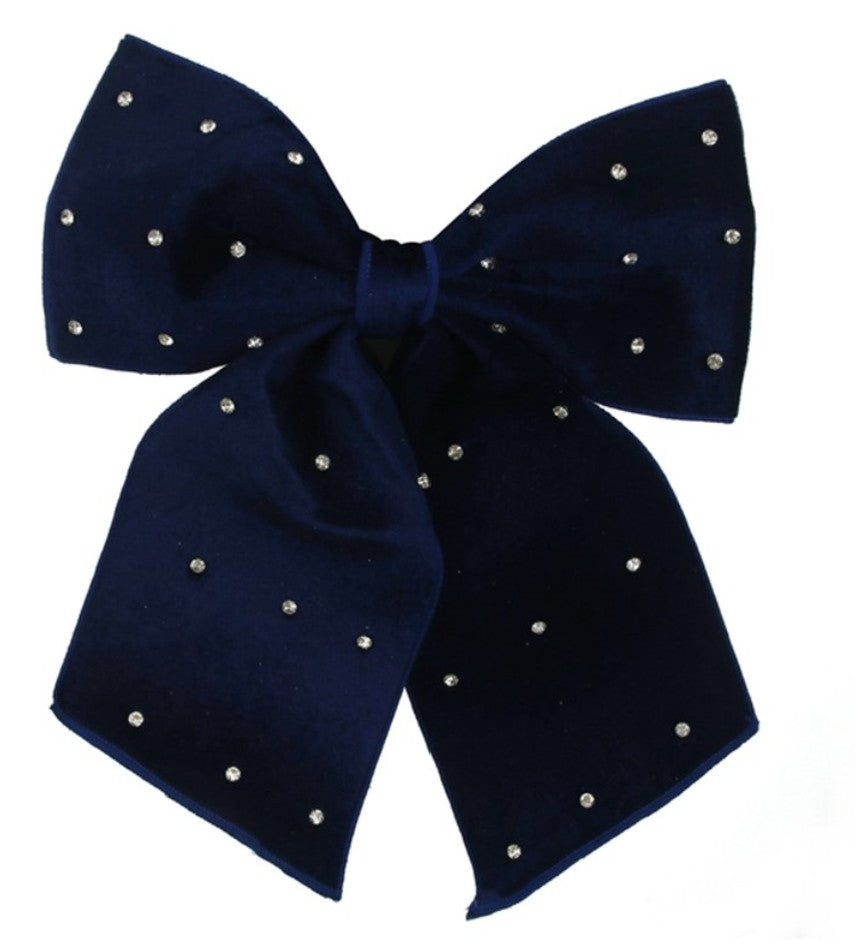 Royal Blue Velvet Bow with Crystal Accents 30 x 35cm | Pre-Order