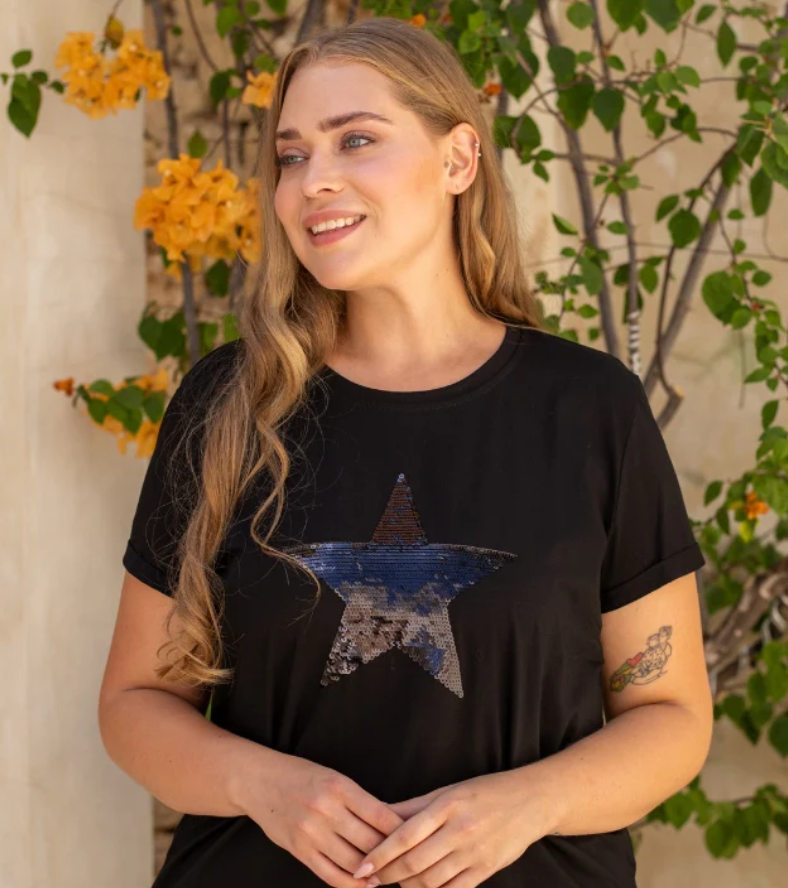 Black Star sequin T-shirt