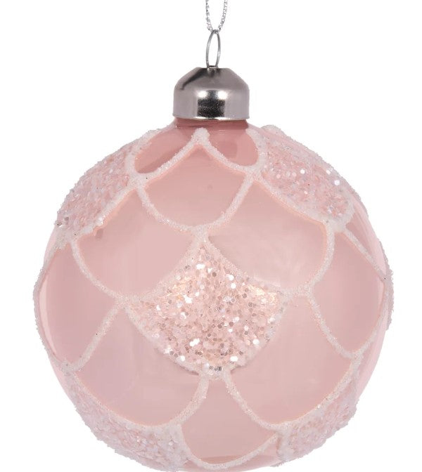 High Shine Pink Frosted Scallop Bauble image 0