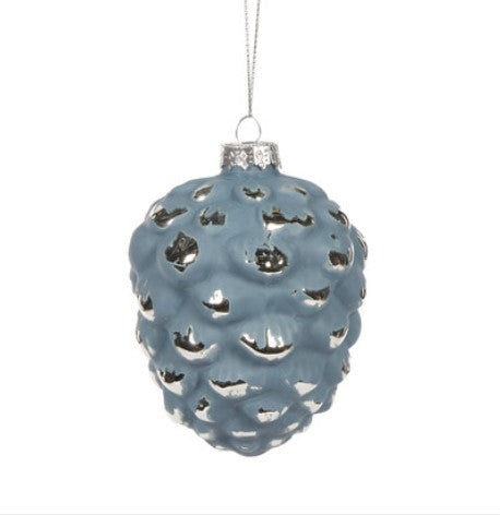 Snowy Blue Pinecone Bauble image 0