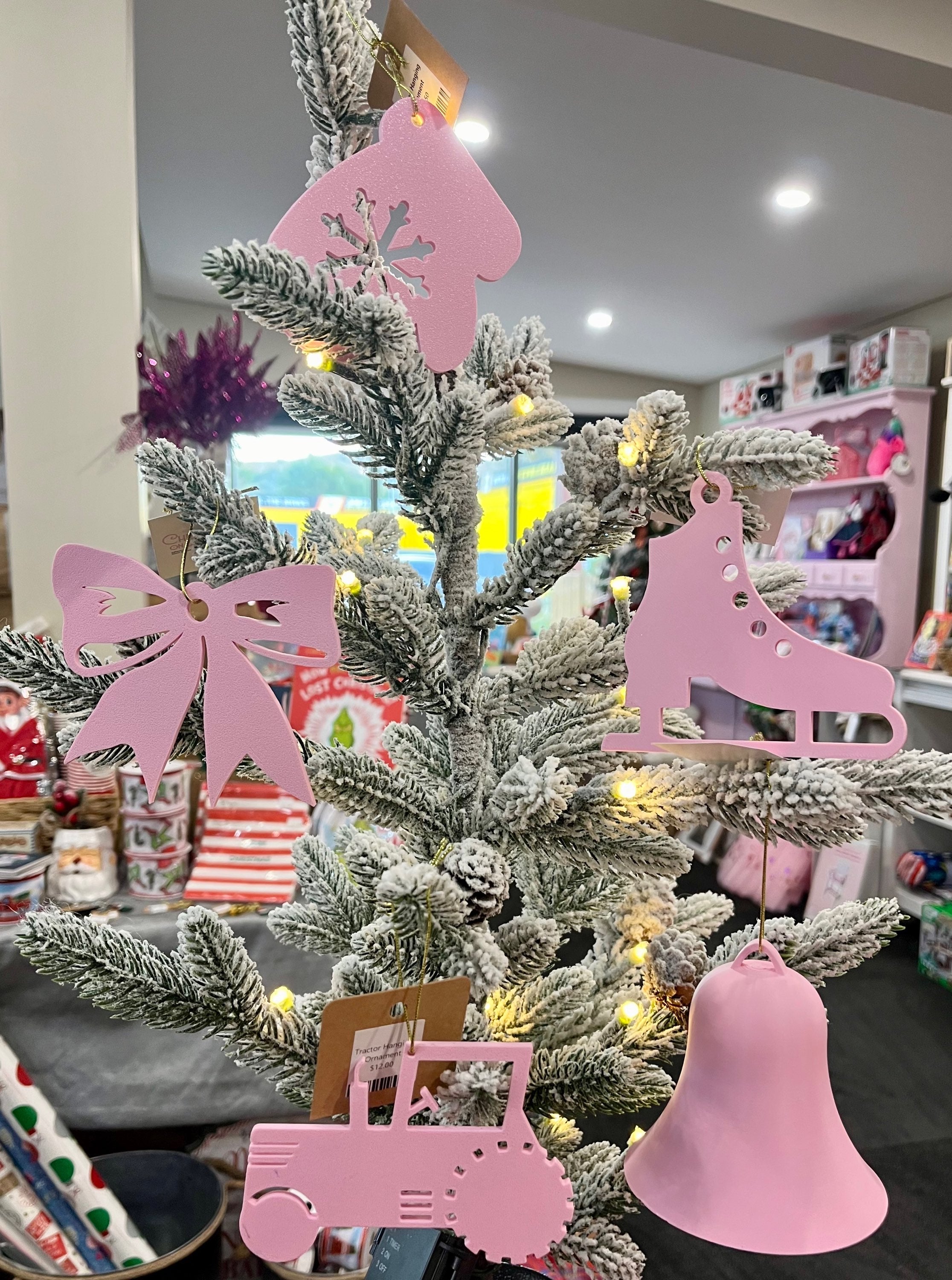 Hanging Pink Bell Christmas Ornament image 0