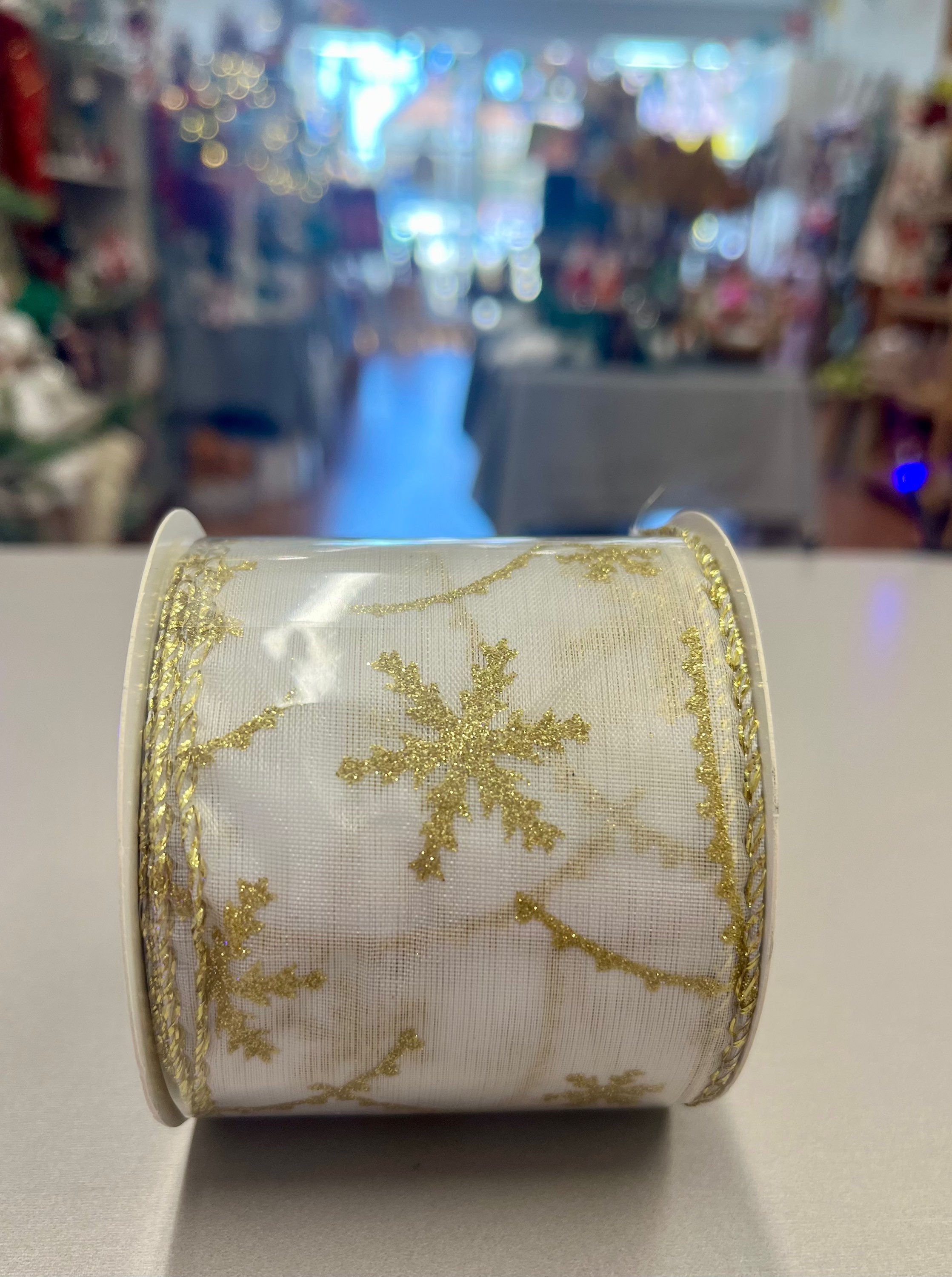 White & gold Ribbon (10mt) image 0