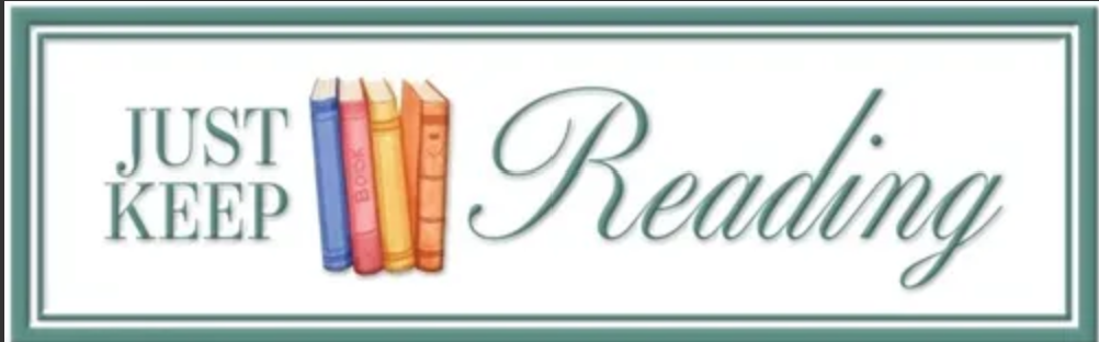 “Just Keep Reading sign styled in a cosy reading nook with chair and books – book lover decor Australia”