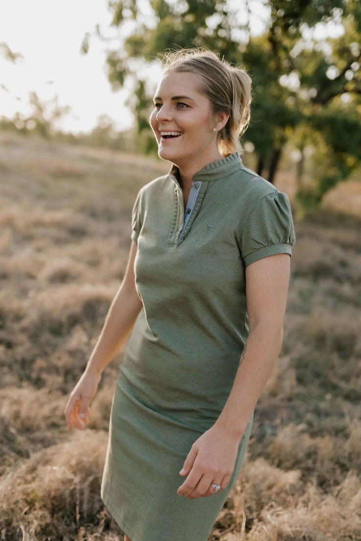 Semi Fitted Women's Khaki Polo Dress