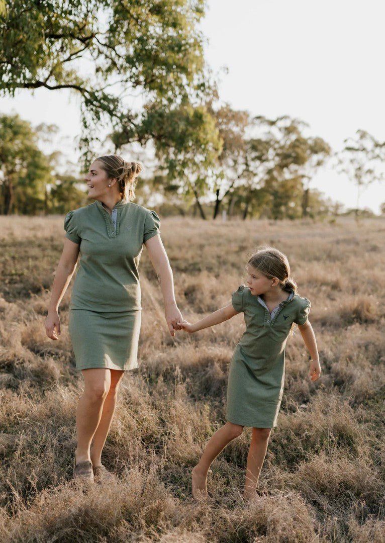 Girls Khaki Polo Dress