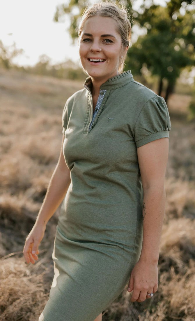 Semi Fitted Women's Khaki Polo Dress – The Little Barn