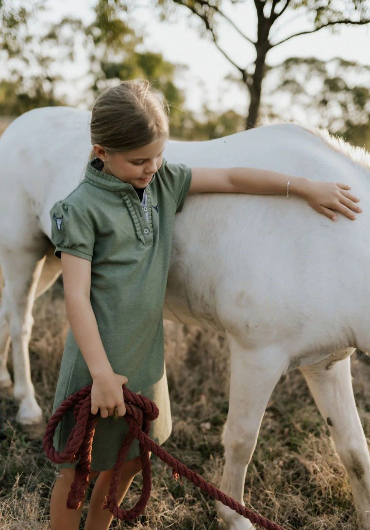 Girls Khaki Polo Dress