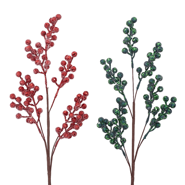 RED OR EMERALD GLITTER BERRY PICK