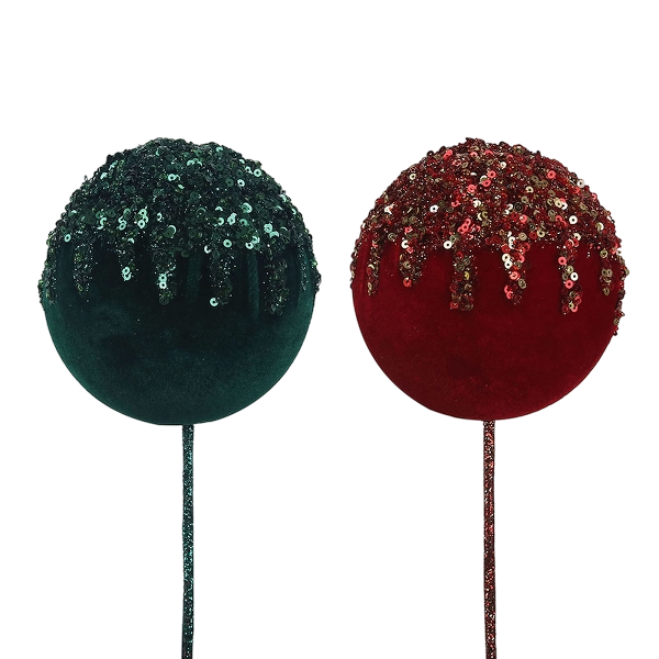 RED OR EMERALD VELOUR BALL